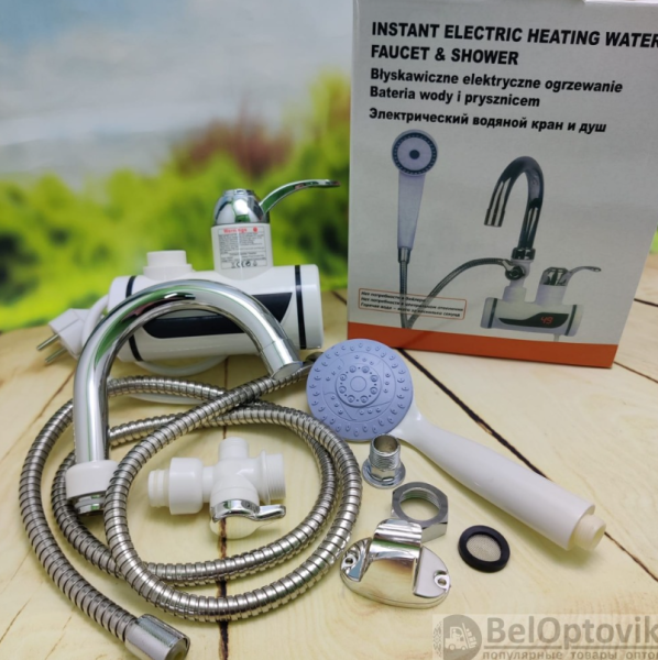 Электрический водяной душ с краном, боковое подключение / Проточный водонагреватель-душ Instant Elec